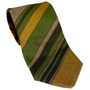 BJ Ernst Rare Collectible Vintage 1960's Green Yellow Striped Retro Neck Tie